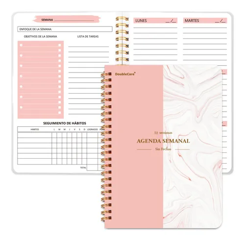 comprar Agenda Semanal Sin Fecha Mujer,cuaderno Espiral A5,cuaderno Agenda De Trabajo,diseño De Portada Con Estampado En Caliente,tapa Dura En Espiral,adecuado Para Negocios,oficina Y Escuela