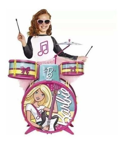 Bateria Infantil Barbie Glamourosa Instrumentos Musicais