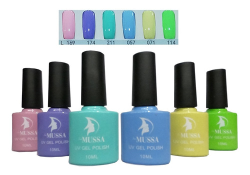 Gel Semipermantente Marca Mussa Gama 6 Piezas Para Uñas 