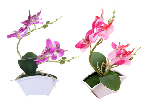 2x Flor Sintética Seda Artificial Mariposa Orquídea Bonsai