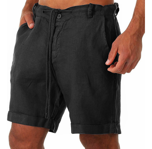 Pantalones Cortos De Lino Y Algodón Para Hombre