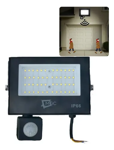 Refletor LED MGC 100W Sensor Presença IP66 Alumínio Luz Branco Fr...