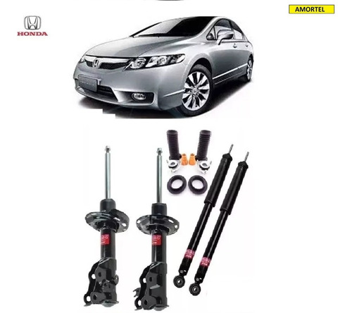 4 Amortecedores + Kits Batentes Do Honda New Civic Ano 06/11