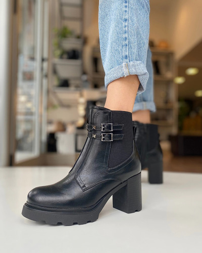 Botas Lady Stork Botineta Kiara Mujer Liviana Cuero Taco 8cm