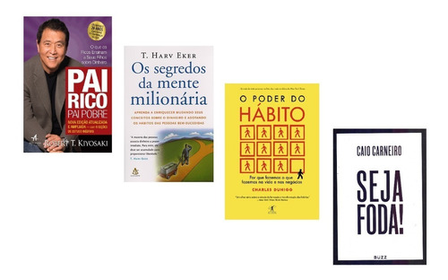 Kit Livros Pai Rico Segredos Mente Poder Hábito Seja Foda #