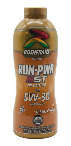 Aceite Motor 100% Sintético Roshfrans Run-pwr 5w30 950 Ml