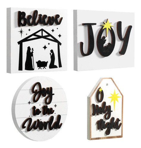 Cartele Madera Para Mesa Navidad Diseño Jesus Believe