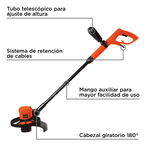 Imagen 3 de 10 de Desbrozadora 11'' 600w Con Guarda Black+decker Gl600n-b3