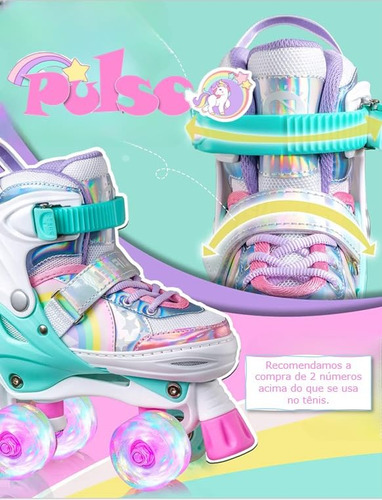 Patines De Ruedas Rainbow Ajustables De 4 Ruedas Con Luz