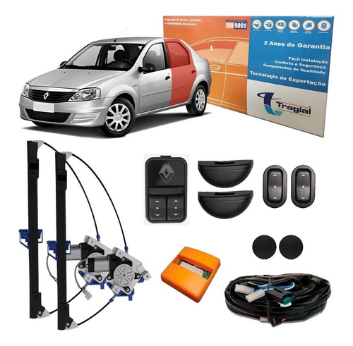 Kit Vidro Elétrico Tragial Logan 4p Traseiro Até 2013 Rn29