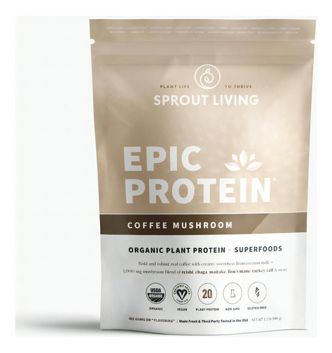 Sprout L Epic Protein Coffee Mushroom, Vegana 494gr Sabor Café
