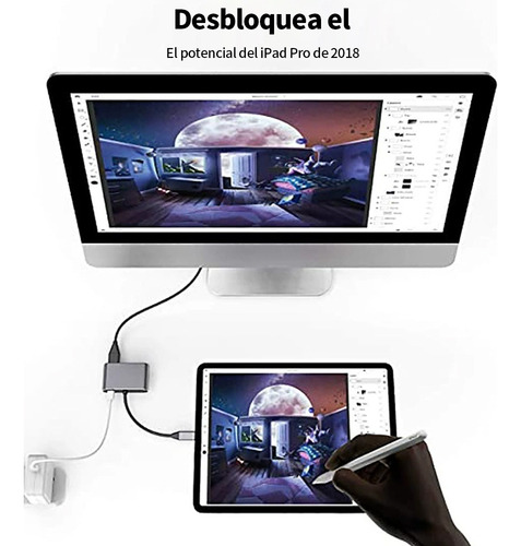 Adaptador Usb C A Hdmi Dual Con 2 Hdmi 4k Usb 3.0 100w Pd