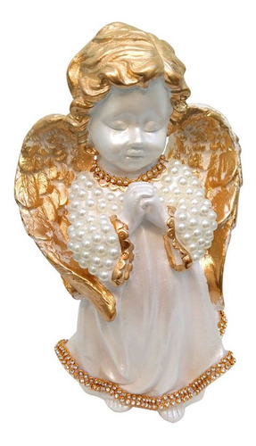 Imagem Anjo Da Guarda Infantil Lindíssimo Orando Branco 20cm