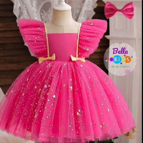 Vestido De Fiesta Para Niña Tull Rosado