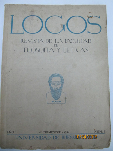 Logos Revista De Filosofia Y Letras Año 1 Nº 1  1941