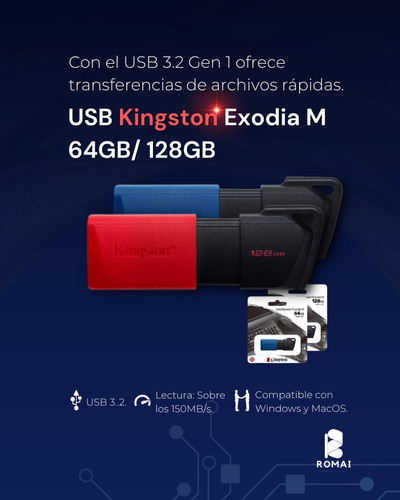 Pendrive Kingston Exodia M De 64gb Y 128gb