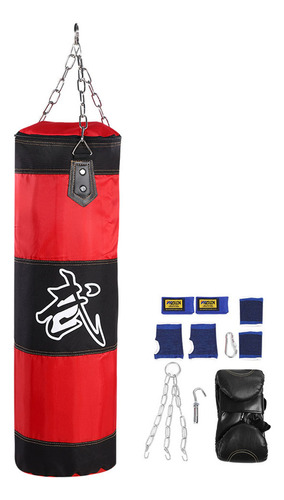 Saco De Arena Rojo Rojo De 80 Cm, 7+1 Gancho De Boxeo Vacío