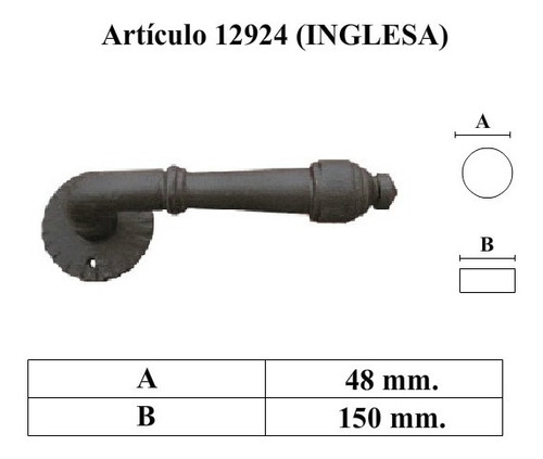 Manija Simple Giratoria Hierro Forjado 12924 Inglesa Bocalla