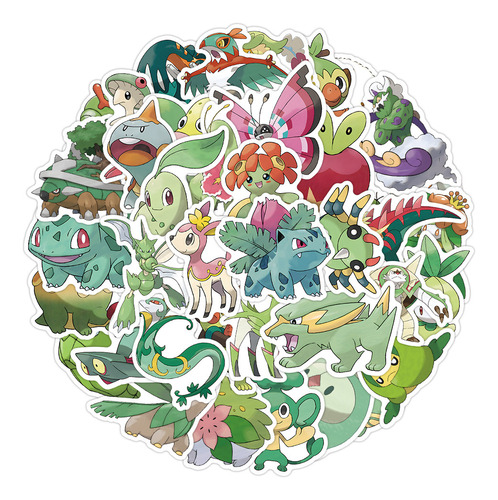 Pokemon Green 50 Calcomanias Stickers De Pvc Vs Agua Pikachu