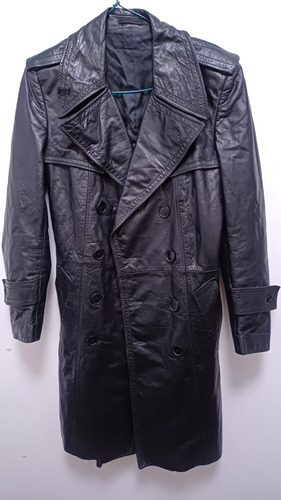 7k Casaca Larga Sobretodo Cuero Natural Talla S Vintage (Usado)