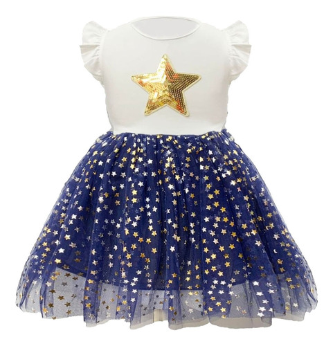 Vestido Bautizo De Bebé Con Tul De Estrella 1año - 5año