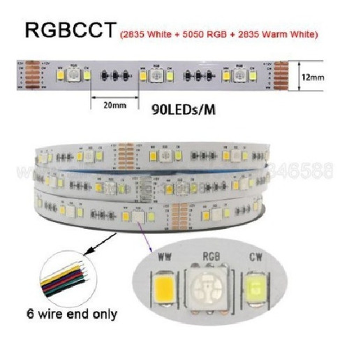 Imagem 7 de 8 de Fita Led Rgbcct 5 Mt Ip20 6vias + Controlador Zigbee + Fonte
