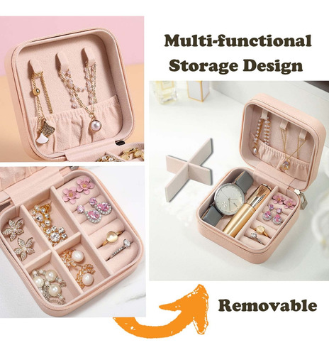 6pcs Joyero De Viaje Pequeño Caja De Almacenamiento Portátil Color Rosa
