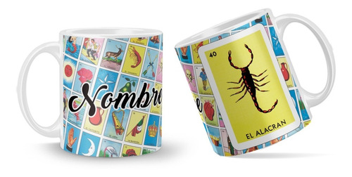 Taza Lotería Mexicana Con Nombre Personalizado Varios Diseño