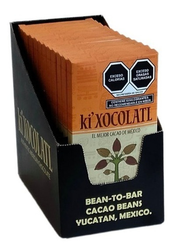 12 Chocolates Ki Xocolatl Con Leche 36% Cacao, Sin Azucar