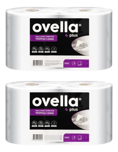 Toalla De Papel Para Dispensador Marca Ovella 2 Pqte Por 190