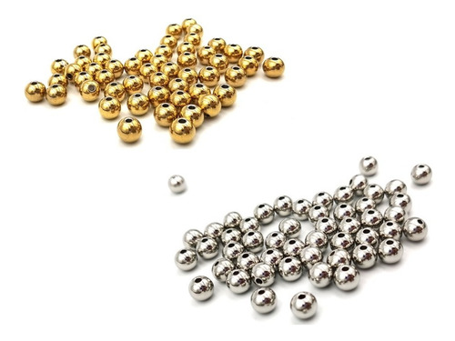 50 Separadores Bola Acero Inoxidable 4 Mm Dorado Plata 