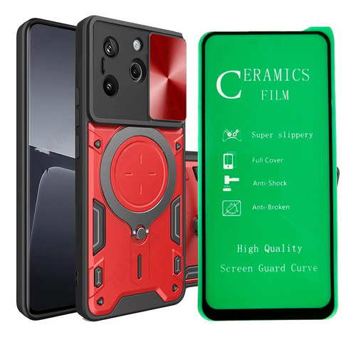 Funda Reforzado Cam + Vidrio Ceramic Para Infinix Hot 40 Pro