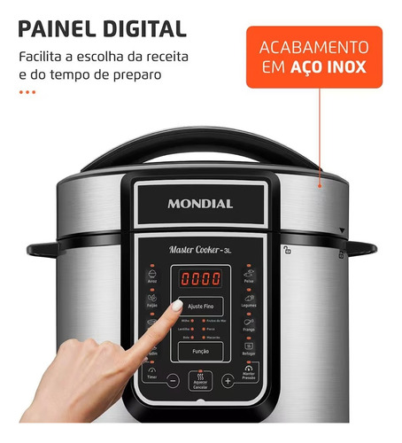 Panela De Pressão Elétrica Mondial Pe-40 700w 220v 3l Outlet