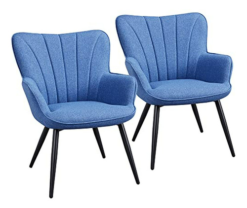 Silla Azul Set De 2 Moderna Metálica