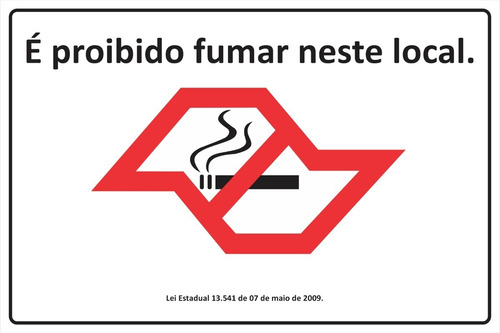 Placa Aviso Proibido Fumar Neste Local 30x20