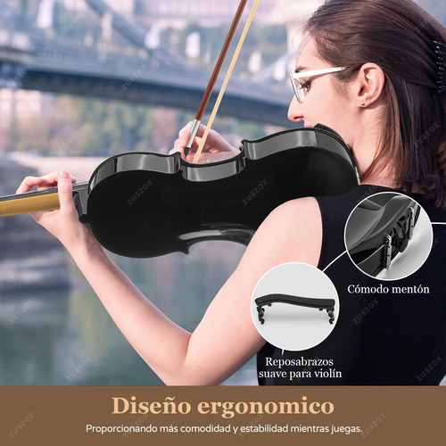 Violin Acustico Profesional 4/4 Con Estuche Zuszox, Set De Violín Para Principiantes, Adultos Y Estudiantes Con Resina, Hombrera, Arco, Afinador Y Pegatinas Para Diapasón