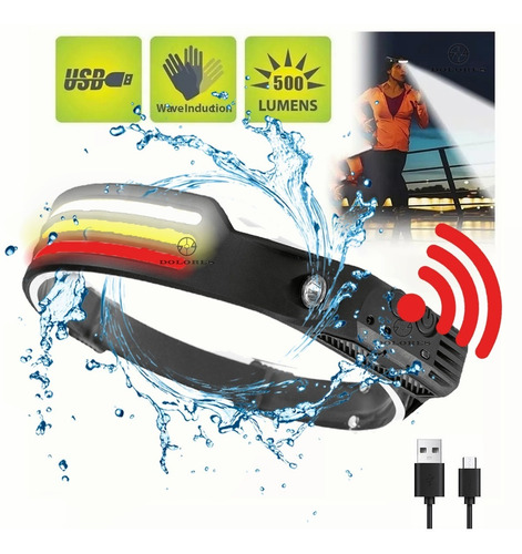 Lampara Recargable Headlamp Mano Led Tactica Sensor Linterna Blanco