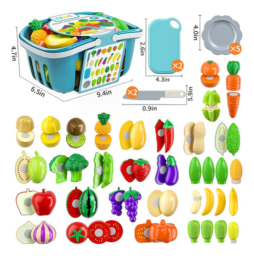Juguetes Temi Para Cortar Comida Y Fruta, 70 Unidades, Para