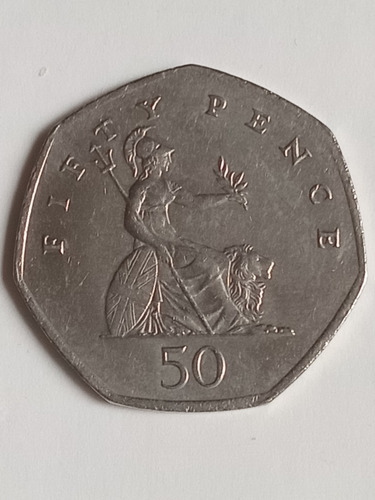 Inglaterra 1998. Moneda 50 Peniques. Reina Elizabeth. Mira!! (Usado)