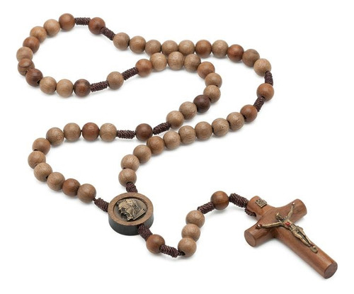 Terço De São Padre Pio Marrom Com Saquinho Bordado