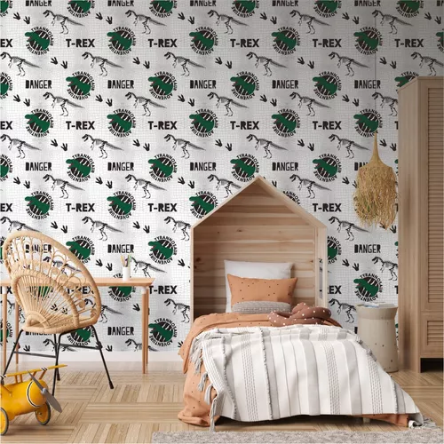 Papel de parede infantil Dinossauros verde