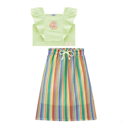 Conjunto Infantil Verão Saia Tule Candy Color Blogueirinha