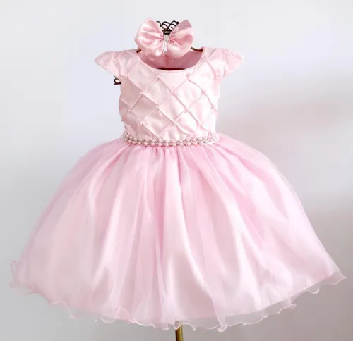Vestido de hotsell daminha rosa cha