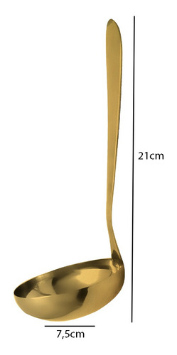 Kit Colher Concha Garfo Espátula 4 Utensílios Inox Dourado