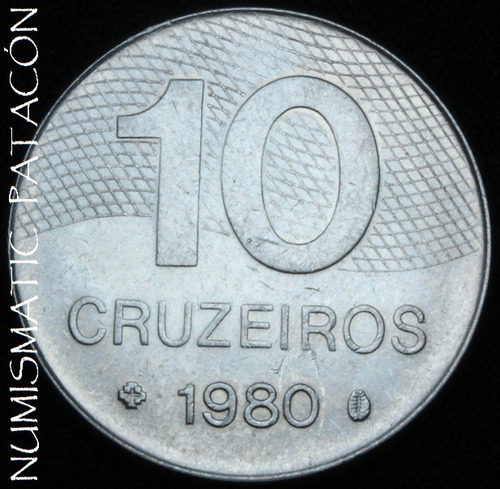 Moneda De Brasil 10 Cruzeiros 1980 - Muy Buena