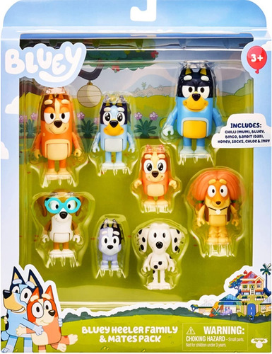 Set Muñecos Bluey Heeler Family 8 Personajes Pack