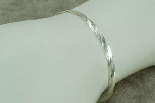 Pulseira Trançada Laminada 2 Fios Prata 925 (me6)