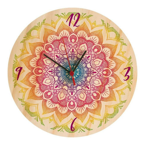 Reloj De Triplex De Pino Con Diseño De Mandala