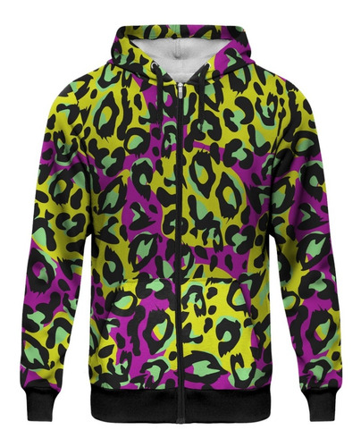 Imagem 1 de 2 de Blusa Moletom Capuz Ziper Animal Print Dalmata Onça Leopardo