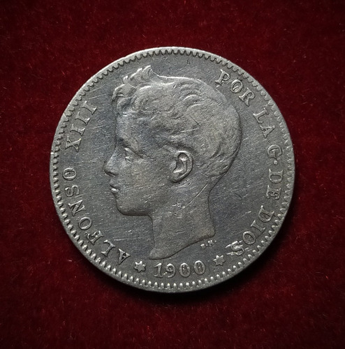 Moneda 1 Peseta España 1900 Plata 0.835 Km 706 Alfonso 13